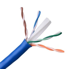 CAT6A Ethernet Cable 750MHz Plenum CMP 10G 23 AWG BARE COPPER Wire Blue - 100FT