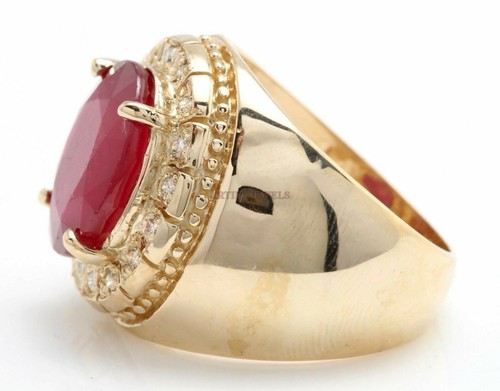 Heated Ruby Gemstone with Gold Plated 925 Sterling Silver Ring for Men's #1546 - Picture 4 of 5