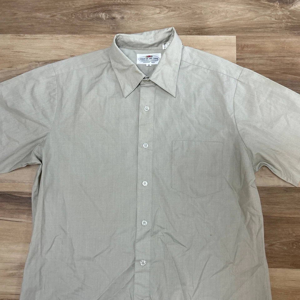 Camisa De Colección Años 70 Para Hombre 16 Fruta del Telar Prensa Permanente Manga Corta Trabajo Foto 2 de 4