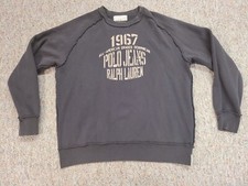 Vintage Polo Ralph Lauren Sweater Mens XL Grey Crew Neck Pullover Distressed