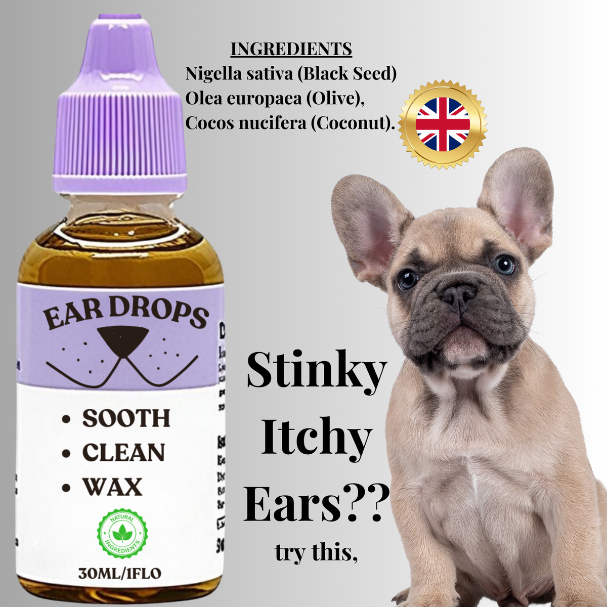 Dog Ear Drops cleans stinky itchy waxy ears Head Shaking Itching