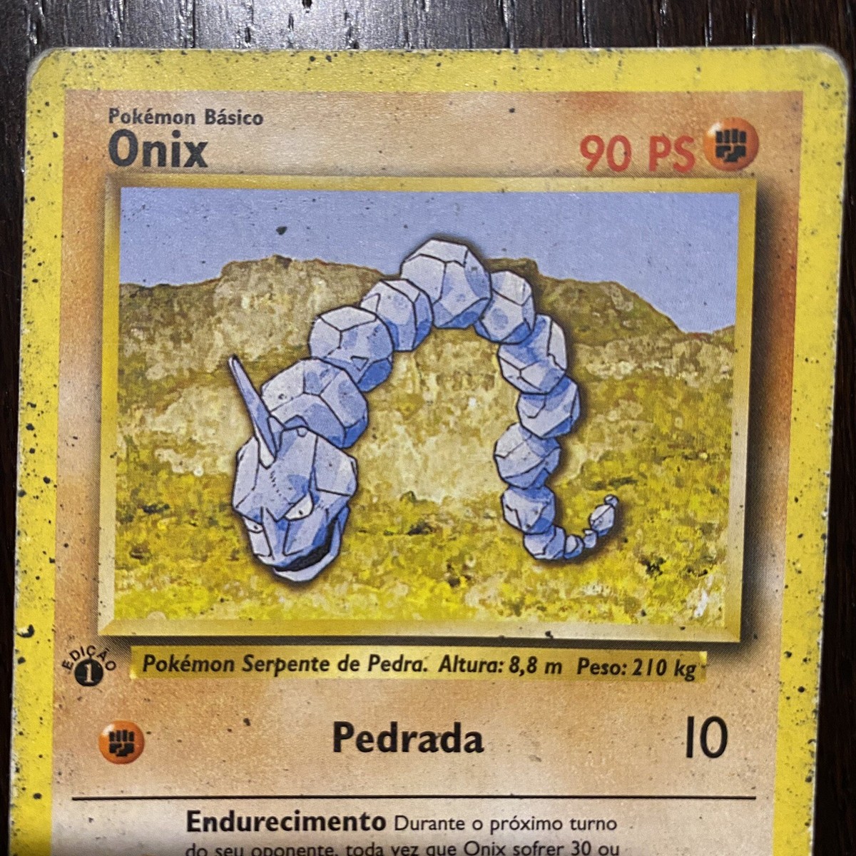 1st Edition Onix 56/102 WOTC Base Set Pokemon Card Portuguese HP