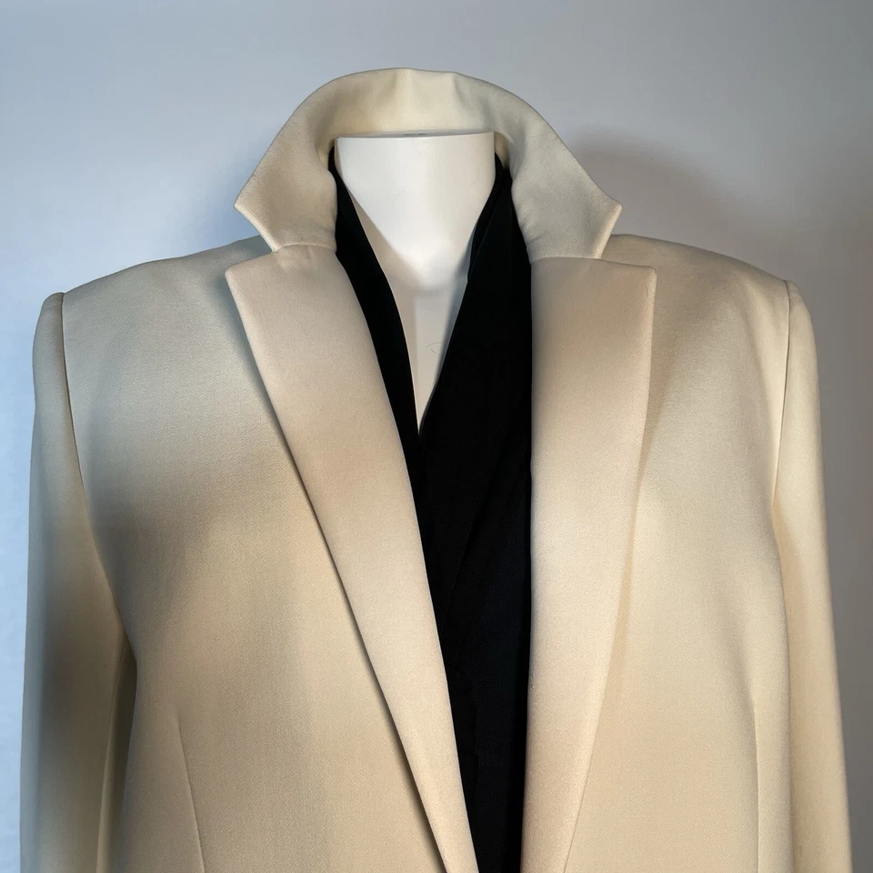 AMANDA WAKELEY Coat UK 16 Cream Mid Length Sculpted Tailoring Crombie - Image 3 of 4