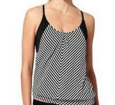 ATHLETA Slash Stripe Blousy Tankini Top 34D/DD NWT