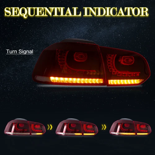 Coppia Fanali Posteriori LED Rosso Fumo per Volkswagen Golf 6 2008-2013 con Sequenziale - Foto 4 di 8