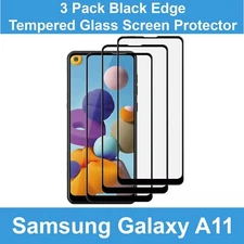3 Pack Black Edge Full Tempered Glass Screen Protector For Samsung Galaxy A11