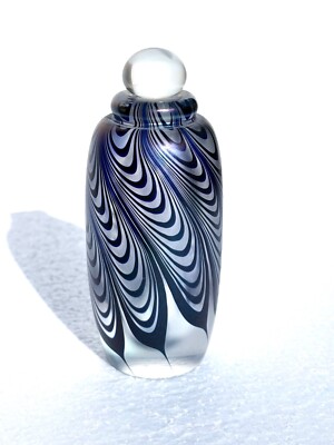 Unique Signed Susan DeMarchi Pulled Feather Blown Glass Perfume Bottle $5 Ship!