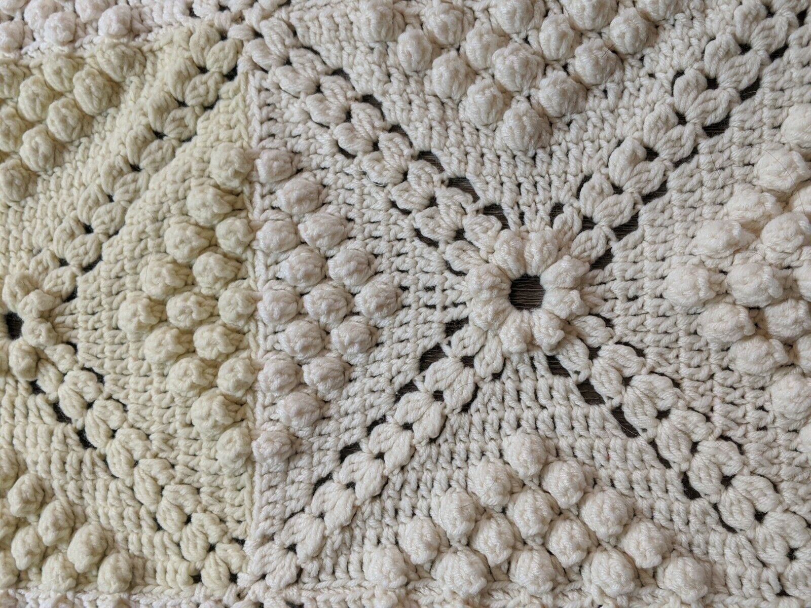 Handmade 【大放出セール】 Knit Crochet Cream Lap Blanket 84%OFF Throw 56×45