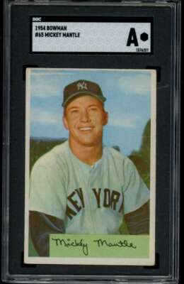 1954 Bowman #65 Mickey Mantle SGC Authentic New York Yankees