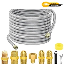 36 FT Heavy-Duty Propane Hose Kit - Stainless Steel & High Pressure 350 PSI