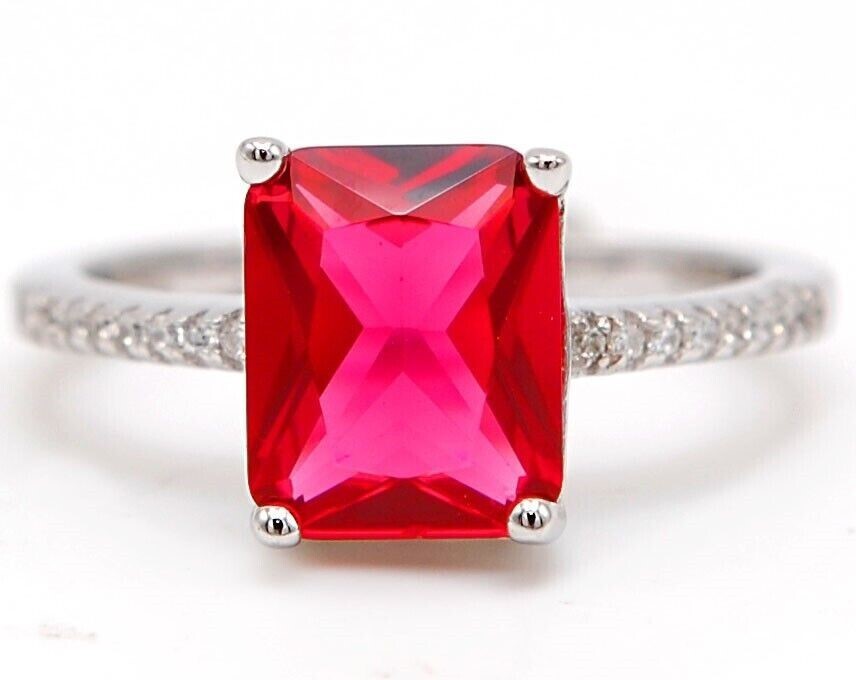 3CT Treated Ruby & Topaz 925 Sterling Silver Ring Sz 7 UB1-1 3CT Treated Ruby & Topaz 925 Sterling Silver Ring Sz 7 UB1-1