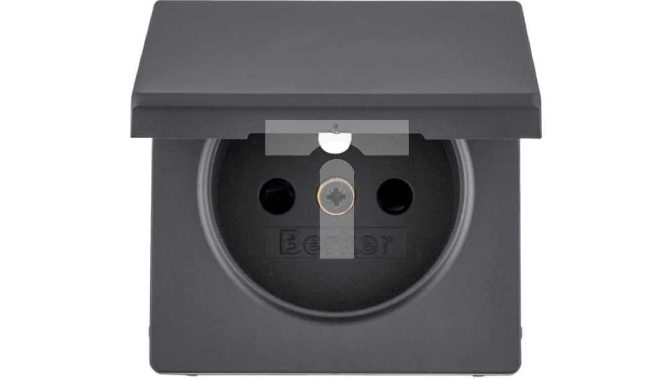 Qx Faceplate with self-closing cover with contact covers, anthracite velv /T2UK