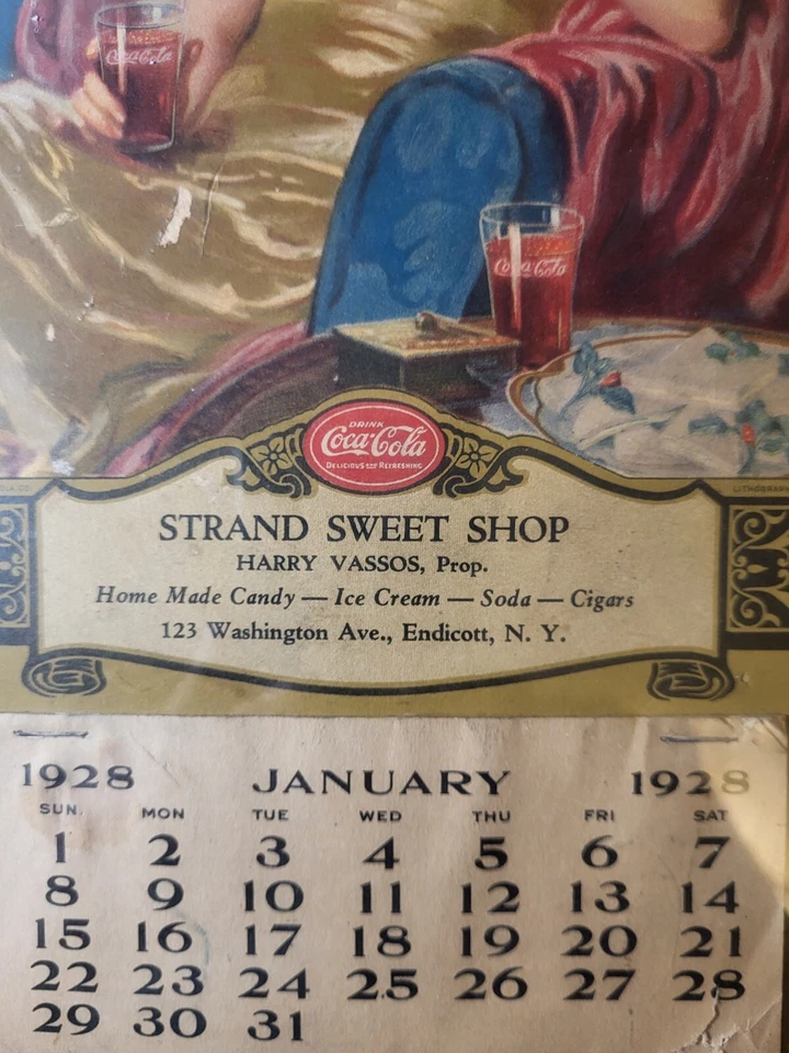 ORIGINAL 1928 Coca Cola Calendar. January-December pages all original staples - Image 4 of 4