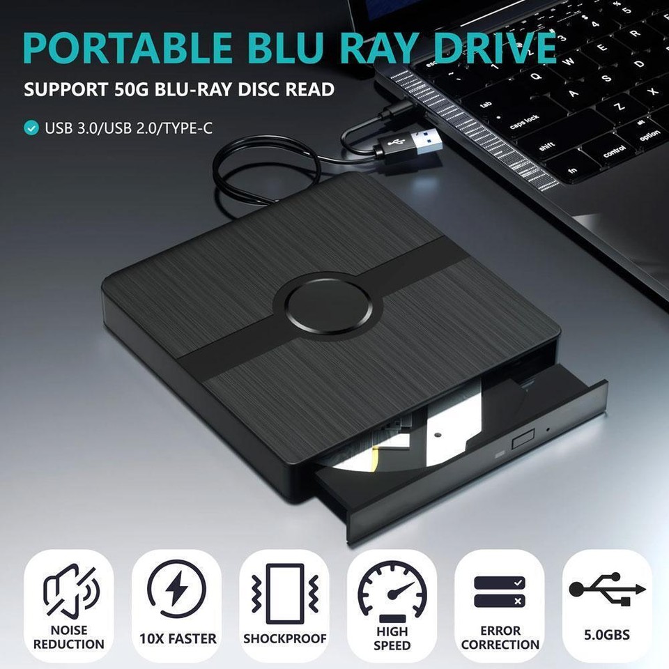 External CD DVD Drive For PC Laptop Windows 11 10 Writer 3.0 Burner USB