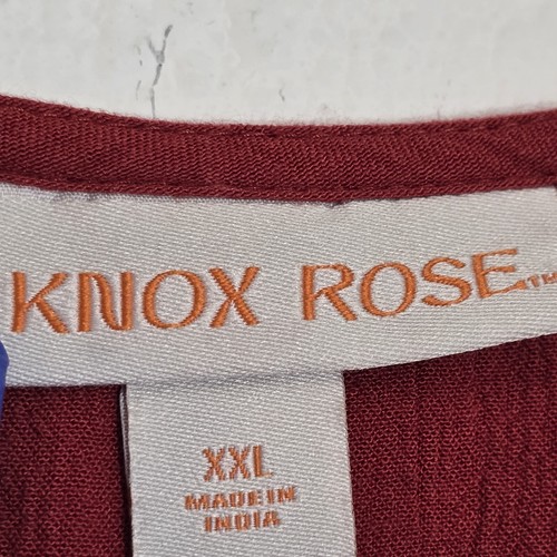 Knox Rose Dress Women Plus XXL Dark Red Embroidery Boho Stretch V Neck Side Slit - Picture 2 of 14