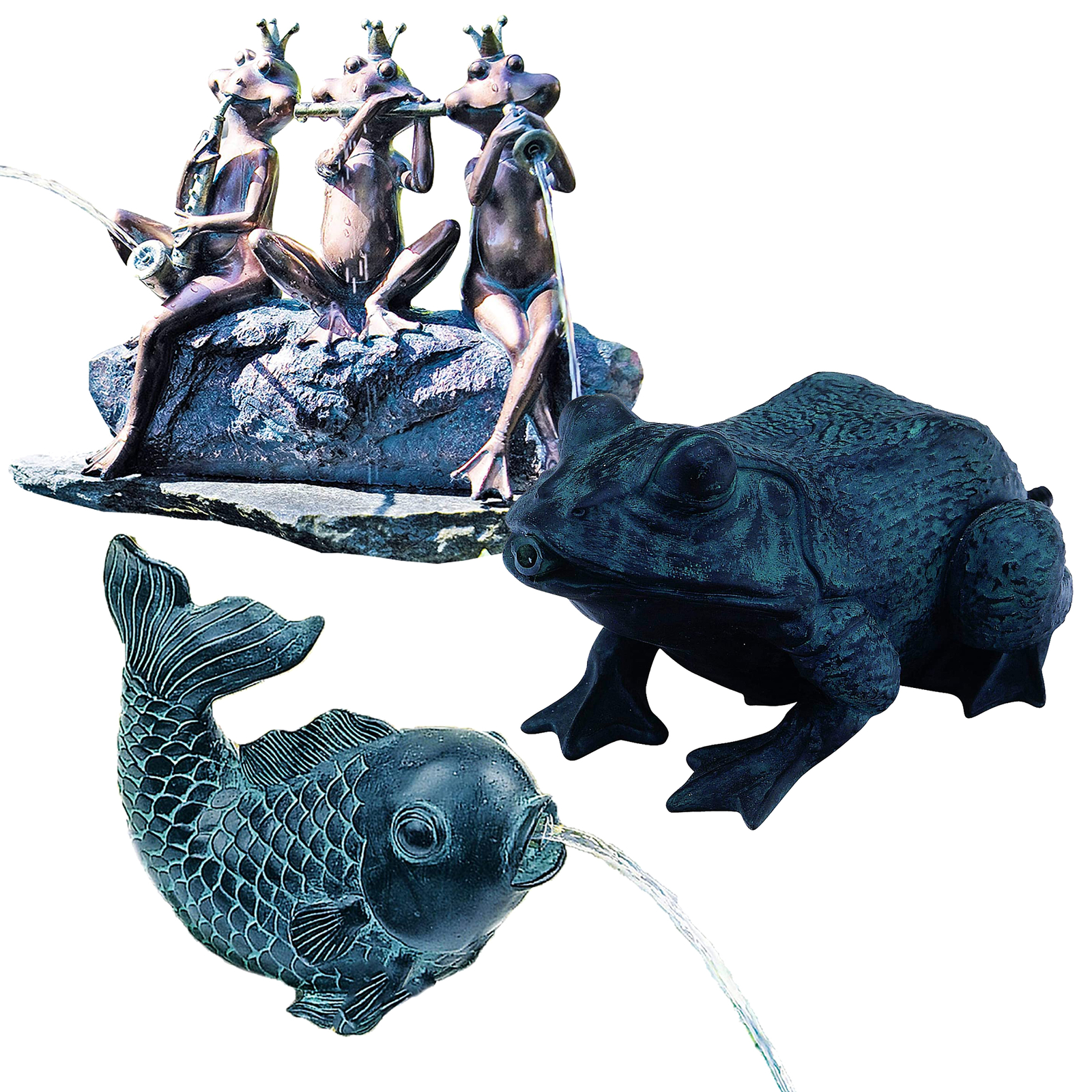 Heissner Garden Pond Ornament Fish Frog Water Feature Spitter Cascade