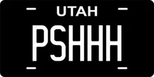 Utah Black Custom State License Plate Personalized 12"x6" Size