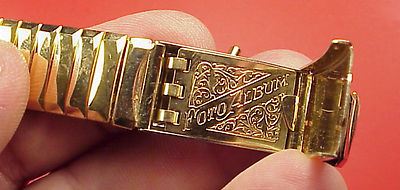 W 2 Rare -19mm Gemex Gold Plated ID Bracelet Opens For 6 Photo Album - Watchband