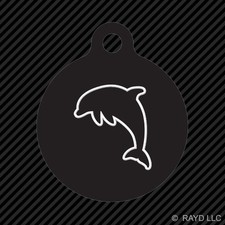 Dolphin Keychain Round with Tab dog engraved many colors marine mammal ocean