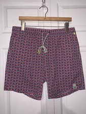 Psycho Bunny Men's Geometric Circle Print Swim Trunks Size XL Colorful
