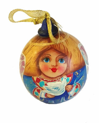 Boule de Noel en bois peint-Ange bleu - Décoration de Noël- Peinte par Vasilieva | eBay