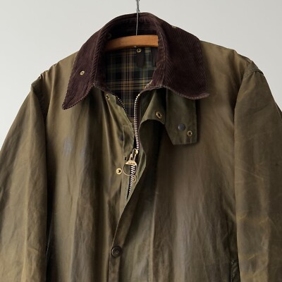 Vintage 80s Barbour Border Waxed Khaki Jacket Size M | eBay