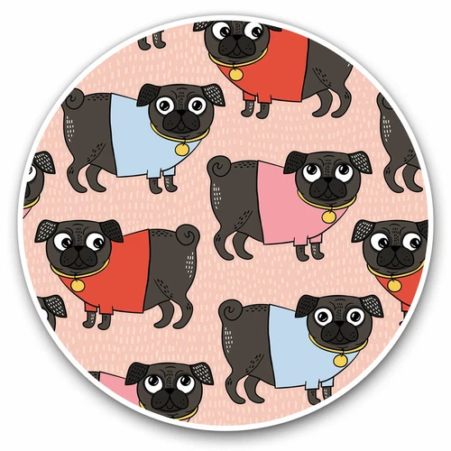 2 x Vinyl Stickers 30cm - Funny Cartoon Pug Dog Puppies Cool Gift #16789