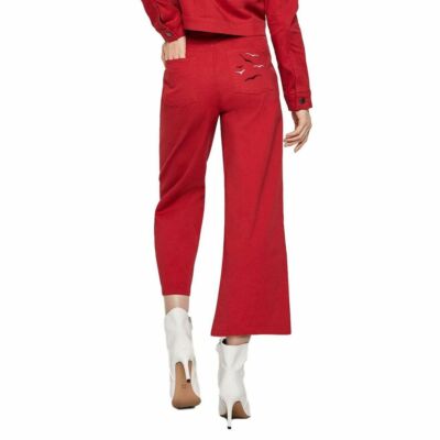 BCBGeneration Crop Pant Women Size 23 American Red Embroidered 