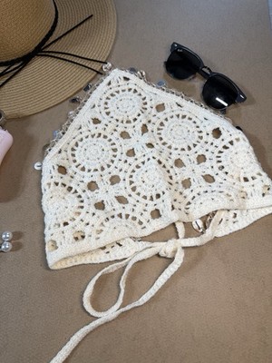 Crochet headscarf bandana boho NEW festival summer top