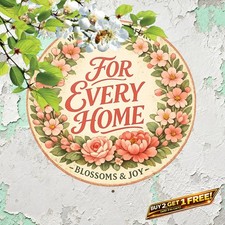 Happy Mothers Day Pink Flowers Round Wall Art 8x8 Aluminum Metal Sign