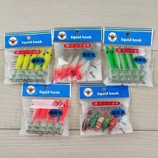 Set of 5 floating squid lures, size 4, strong night glow, for spear squid and