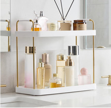 Organizador de encimera ba o 2 niveles dorado maquillaje perfume. NUEVO