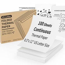Continuous Thermal Printer Paper 8.5" x 11" US Letter Size - High-Efficiency ...