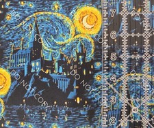 100 Cotton Woven Fabric Harry Potter Hogwarts Starry Night By The 1/4 Yard 9x56