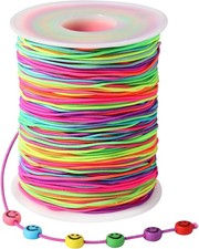 Diboniur 1mm x 100m Elastic String for Bracelet Making, Rainbow Cord,... 