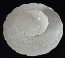 Lenox Greenfield Gourmet Server~Chip &Dip Platter~w/Gold Trim