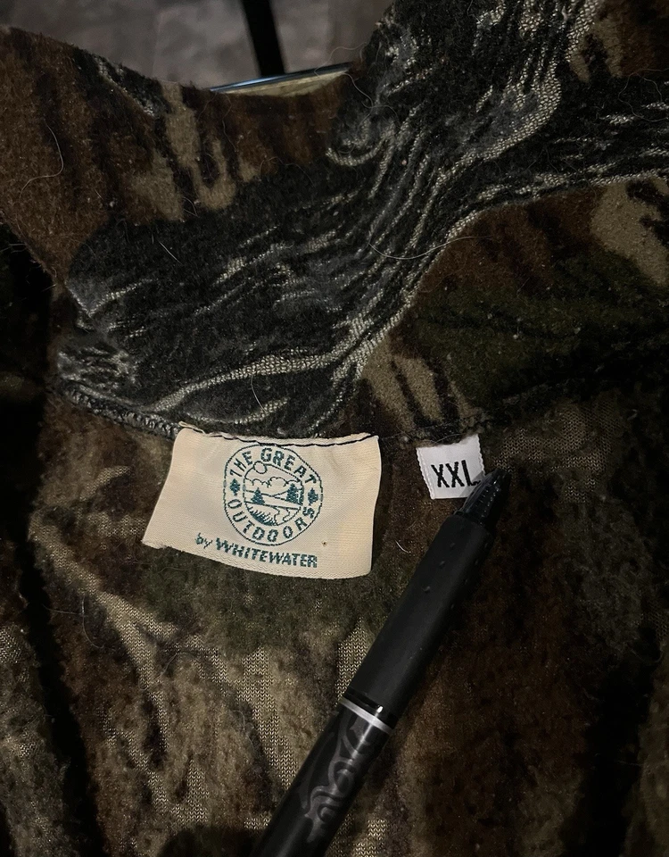 Jaqueta de lã vintage musgosa carvalho suporte camuflagem com zíper - Imagem 3 de 4