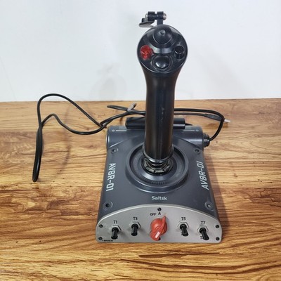 Saitek AV8R-01 USB Joystick Control PC Dual Throttle Flight Stick Aviator Tested
