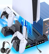 PS5/ Slim/Pro Stand for Disc Digital Console, PS 5 Cooling Station with Dua...
