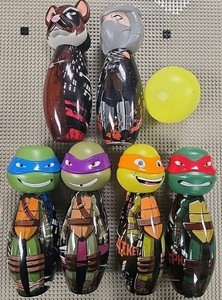 RARE Teenage Mutant Ninja Turtles TMNT 6 Character Bowling 2016 W/ Storage Bin