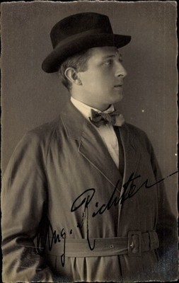 Photo postcard actor August Richter, portrait, autograph - 10686891