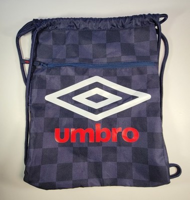 Umbro Carrysack Drawstring Bag, Navy With White Logo & Red Letters, Zipper Pouch