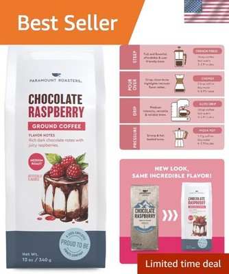 Rich Chocolate Raspberry Flavored Coffee - 12 oz for Hot or Cold Enjoyment
