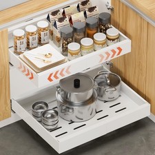 2 Pack Expandable Pull Out Cabinet Organizer 21" Deep, Adjustable Width 12.2"...