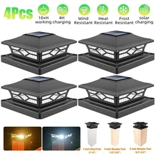 4Pack New Outdoor Flame Light Solar Post Deck Fence Cap 4x4/6x6 High Bright LED