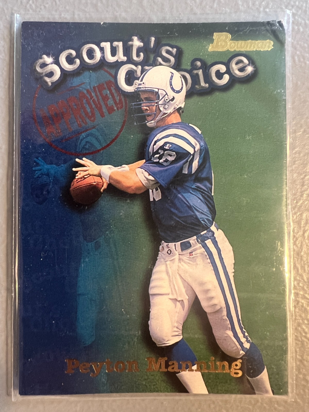 1998 Bowman - Peyton Manning ( Colts ) Scout's Choice Rookie RC #SC1 - VG/EX