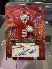 2023 WC 5 Card Draw Stacked Deck Red Sparkle Jadon Haselwood RC Rookie AUTO 1/2. rookie card picture