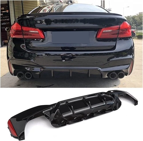 For 17-23 BMW G30 5 Series M Competition Style Gloss Black Rear Bumper Diffuser