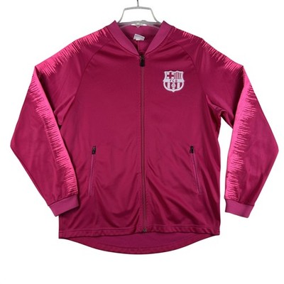Barcelona Jacket Mens Small Pink La Liga Soccer F.C.B Full Zip Track Warmup