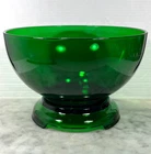 Anchor Hocking Forest Green Glass Punch Bowl with Base 10 Inch Vintage